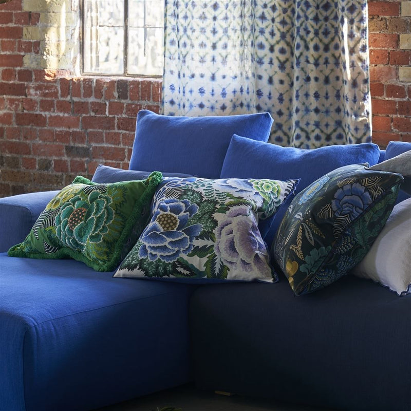 media image for Rose De Damas Cobalt Cushion By Designers Guild Ccdg1455 7 210