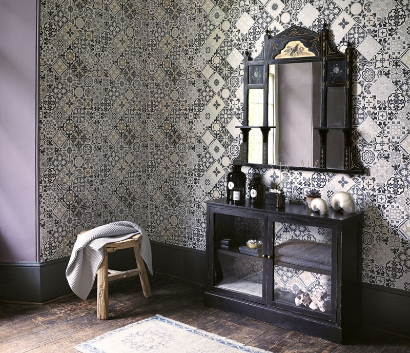 media image for Cervo Wallpaper in black and gray from the Manarola Collection by Osborne & Little 281
