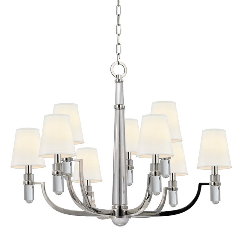 media image for dayton 9 light chandelier white shade design by hudson valley 1 278