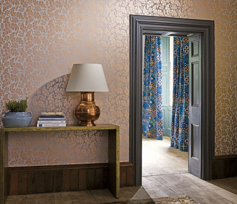 media image for British Isles Damask Wallpaper in brown from the Manarola Collection by Osborne & Little 260