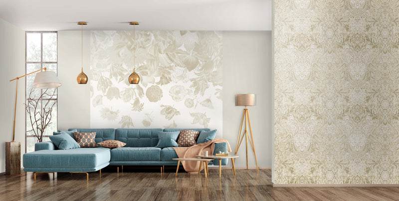 media image for Flower Rain Almond Wall Mural from the Tropical Collection by Galerie Wallcoverings 240