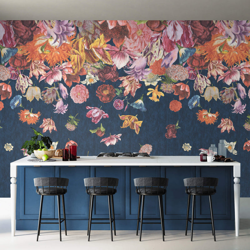 media image for Flower Rain Blueberry Wall Mural from the Tropical Collection by Galerie Wallcoverings 239