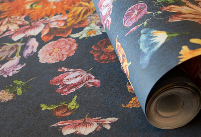 media image for Flower Rain Blueberry Wall Mural from the Tropical Collection by Galerie Wallcoverings 225