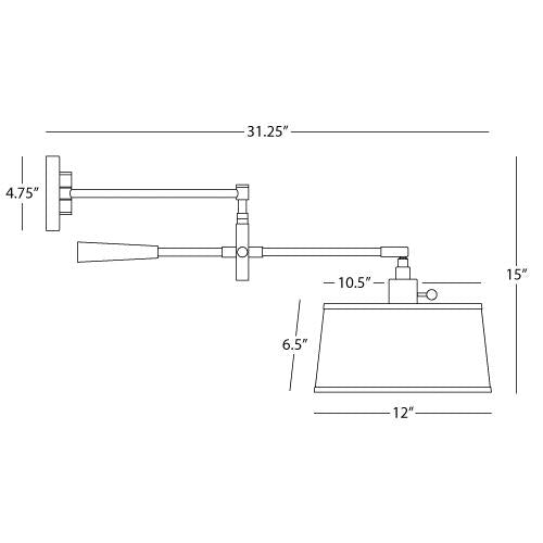 media image for Real Simple Wall Mounted Boom Lamp by Robert Abbey 254