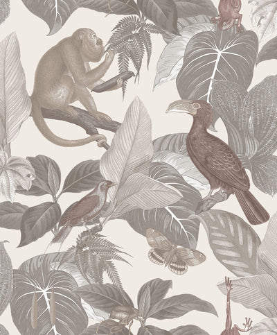 product image of Tropical Life Greige Wallpaper from the Into the Wild Collection by Galerie Wallcoverings 590