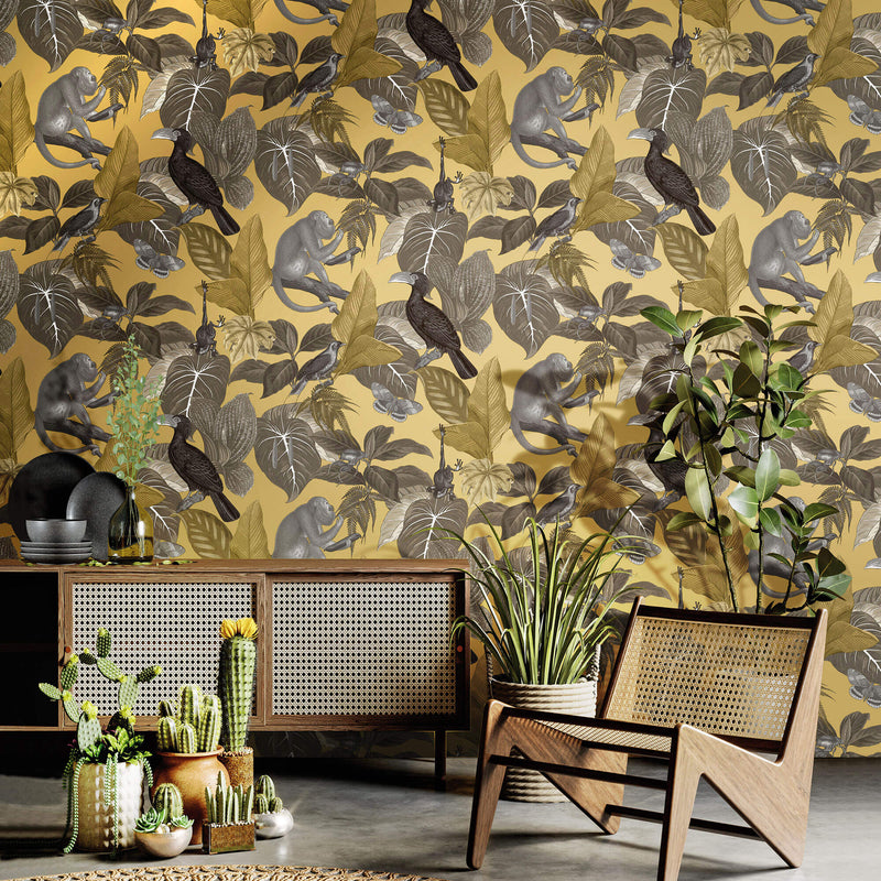 media image for Tropical Life Yellow Wallpaper from the Into the Wild Collection by Galerie Wallcoverings 276
