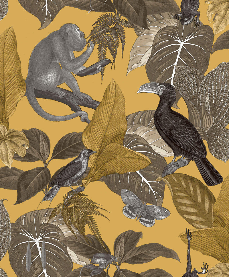 media image for Tropical Life Yellow Wallpaper from the Into the Wild Collection by Galerie Wallcoverings 244