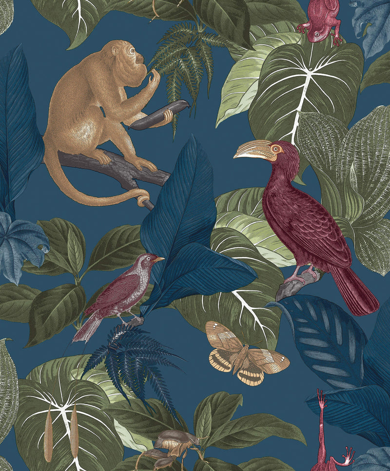 media image for Tropical Life Blue Wallpaper from the Into the Wild Collection by Galerie Wallcoverings 273