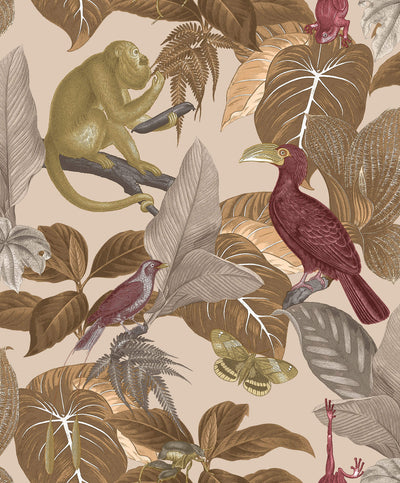 product image of Tropical Life Beige/Red Wallpaper from the Into the Wild Collection by Galerie Wallcoverings 526
