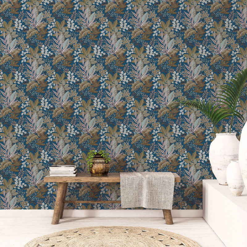 media image for Foliage Blue Wallpaper from the Into the Wild Collection by Galerie Wallcoverings 23