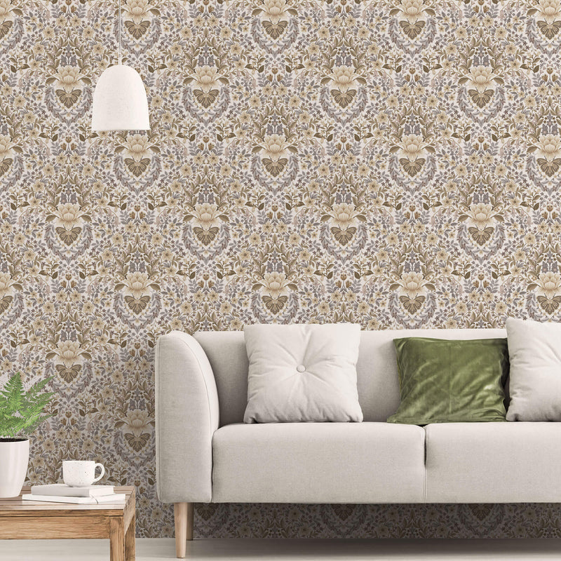 media image for Floral Damask Beige Wallpaper from the Into the Wild Collection by Galerie Wallcoverings 29
