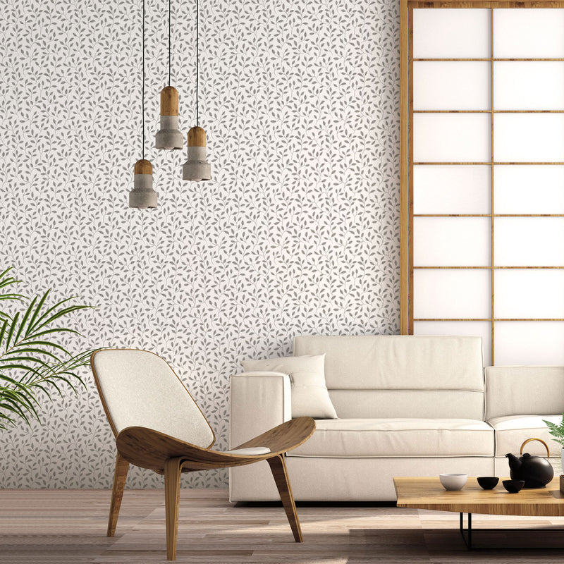 media image for Trailing Leaf Silver Wallpaper from the Into the Wild Collection by Galerie Wallcoverings 223