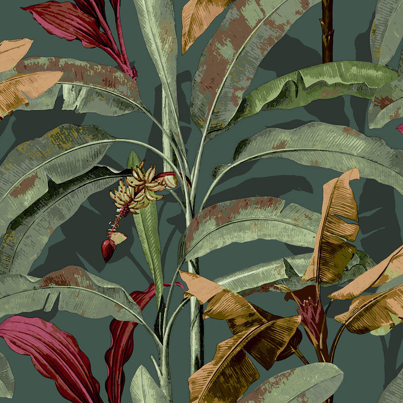 media image for Banana Tree Green/Red Wallpaper from the Into the Wild Collection by Galerie Wallcoverings 226