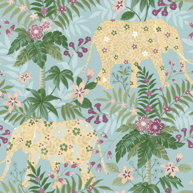 media image for Elephant Blue Wallpaper from the Into the Wild Collection by Galerie Wallcoverings 237