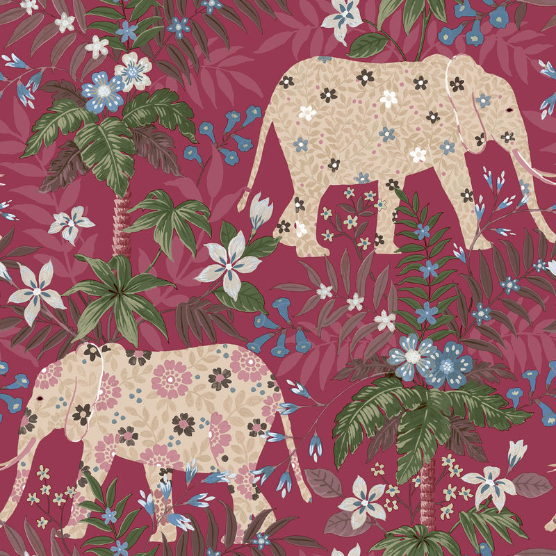 media image for sample elephant red wallpaper from the into the wild collection by galerie wallcoverings 1 230