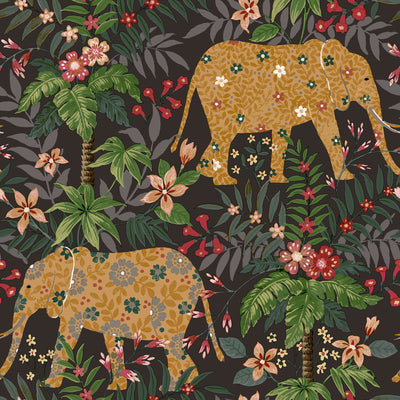product image of Elephant Black Wallpaper from the Into the Wild Collection by Galerie Wallcoverings 524