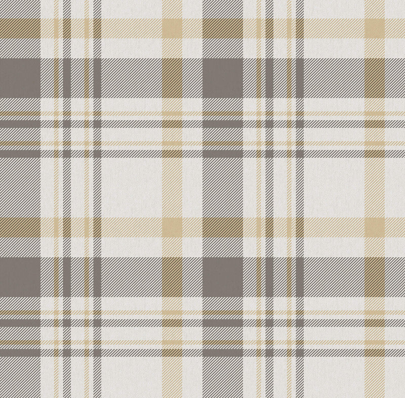 media image for Spring Blossom Plaid Wallpaper in Taupe/Yellow 215
