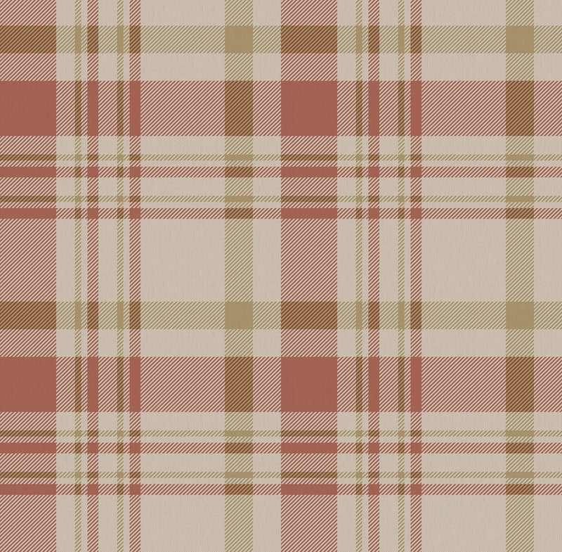 media image for Spring Blossom Plaid Wallpaper in Red 216