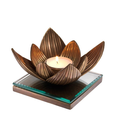 product image of Tealight Holder Lotus Vintage Brass Finish By Eichholtz Eich 112660 1 555
