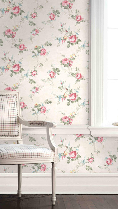 media image for English Flowers Wallpaper in Ivory & Multi 246