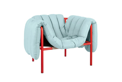product image for Puffy Light Blue Leather Lounge Chair 5 63
