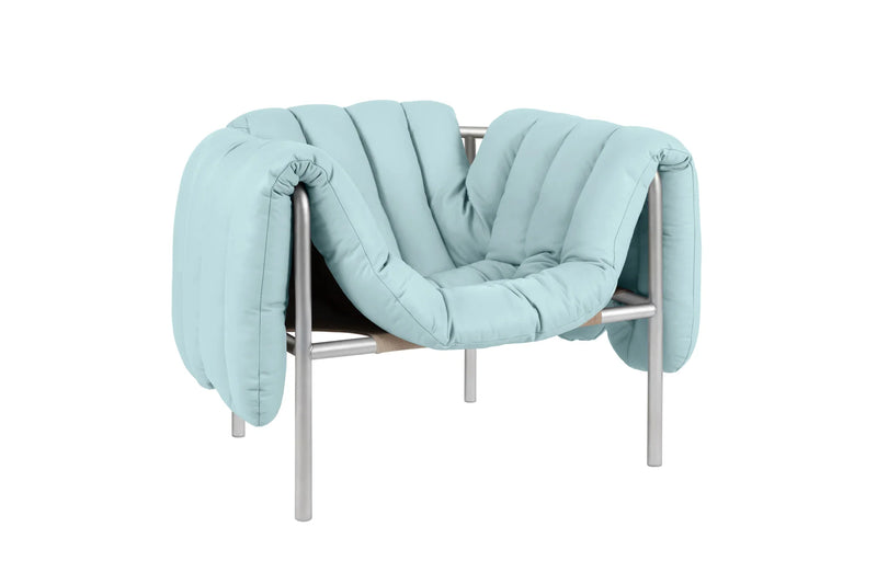 media image for Puffy Light Blue Leather Lounge Chair 3 227