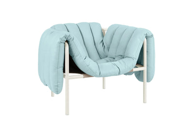 product image for Puffy Light Blue Leather Lounge Chair 2 29