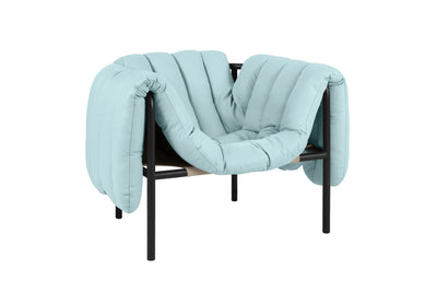 product image for Puffy Light Blue Leather Lounge Chair 1 29