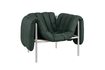 product image for Puffy Dark Green Leather Lounge Chair 3 25