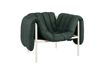 product image for Puffy Dark Green Leather Lounge Chair 2 52