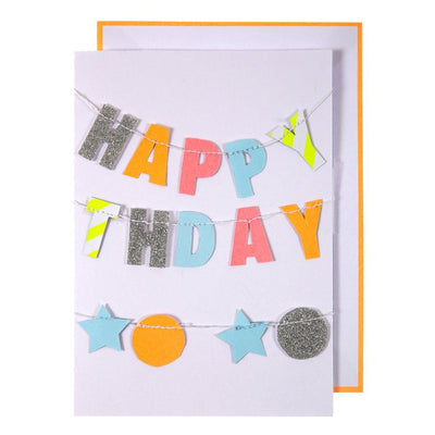 product image for neon birthday garland card by meri meri 1 9