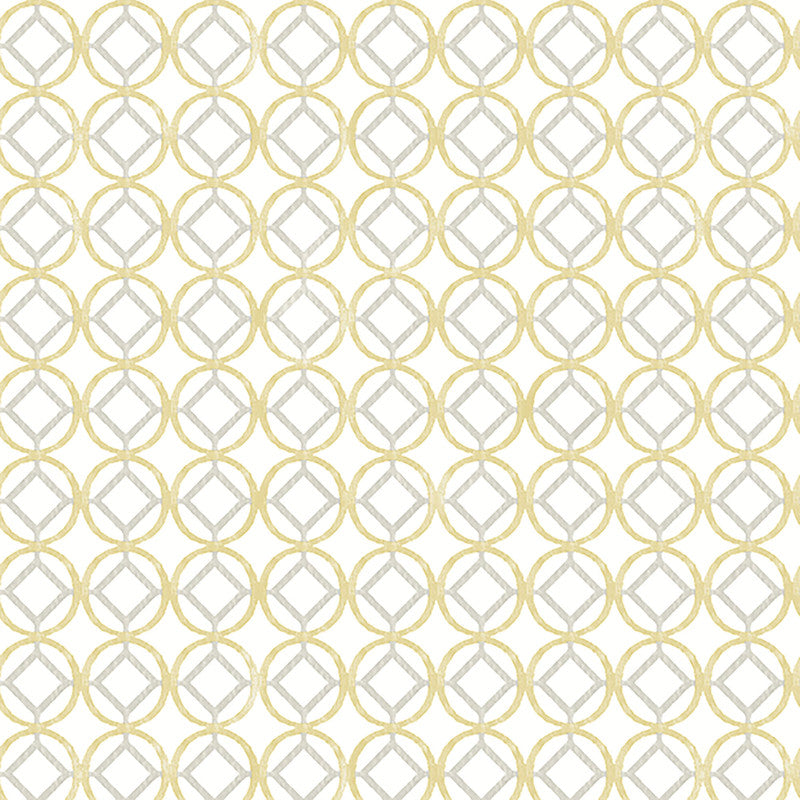 media image for Geometric Diamond in Circle Wallpaper in Yellow/Grey 24