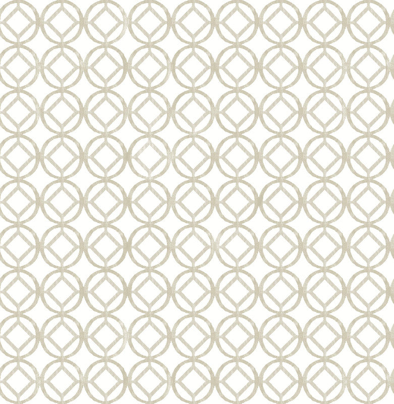 media image for Geometric Diamond in Circle Wallpaper in Taupe/Ivory 26