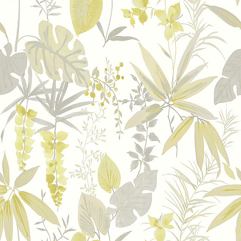 media image for Foliage Tones Wallpaper in Yellow/Grey 225