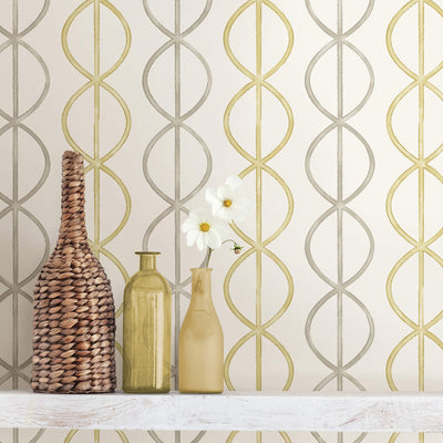 product image for Chainlink Contemporary Wallpaper in Mustard/Taupe 75