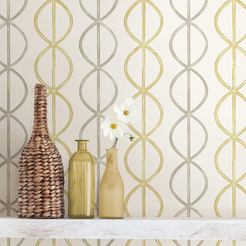media image for Chainlink Contemporary Wallpaper in Mustard/Taupe 25