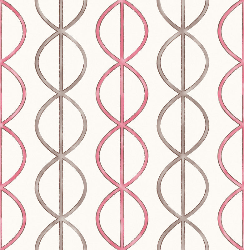 media image for Chainlink Contemporary Wallpaper in Raspberry/Brown 270