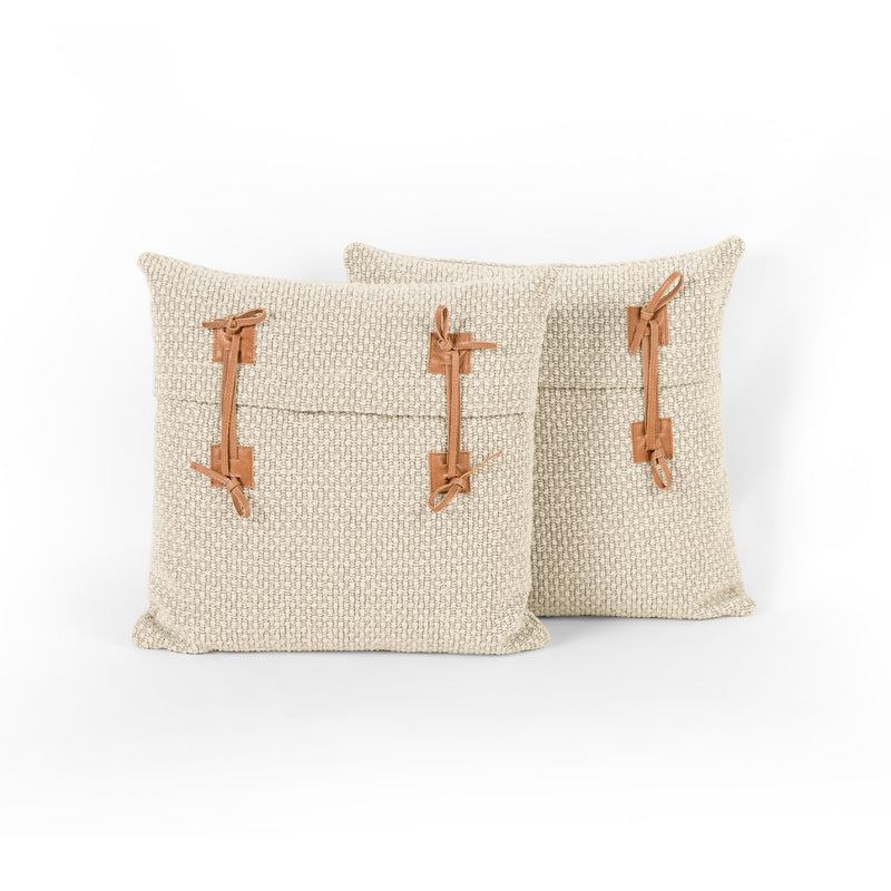 media image for leather tie pillow in oatmeal by bd studio 1 298