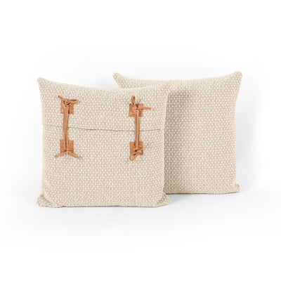 product image for leather tie pillow in oatmeal by bd studio 2 52