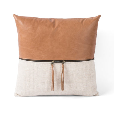 product image for leather linen buttersctch pillow by bd studio 225798 013 5 37