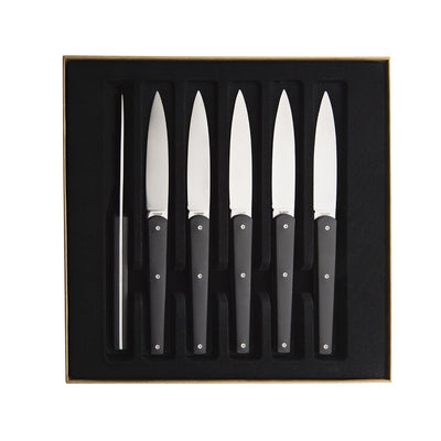 product image for Mirror Mirage Gift Box Set of 6 Steak Knives in Anthracite by Degrenne Paris 58