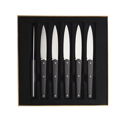 product image for Mirror Mirage Gift Box Set of 6 Steak Knives in Anthracite by Degrenne Paris 28