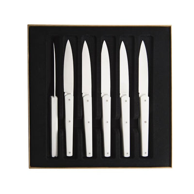 product image for Mirror Mirage Gift Box of 6 Table Steak Knives in White by Degrenne Paris 47
