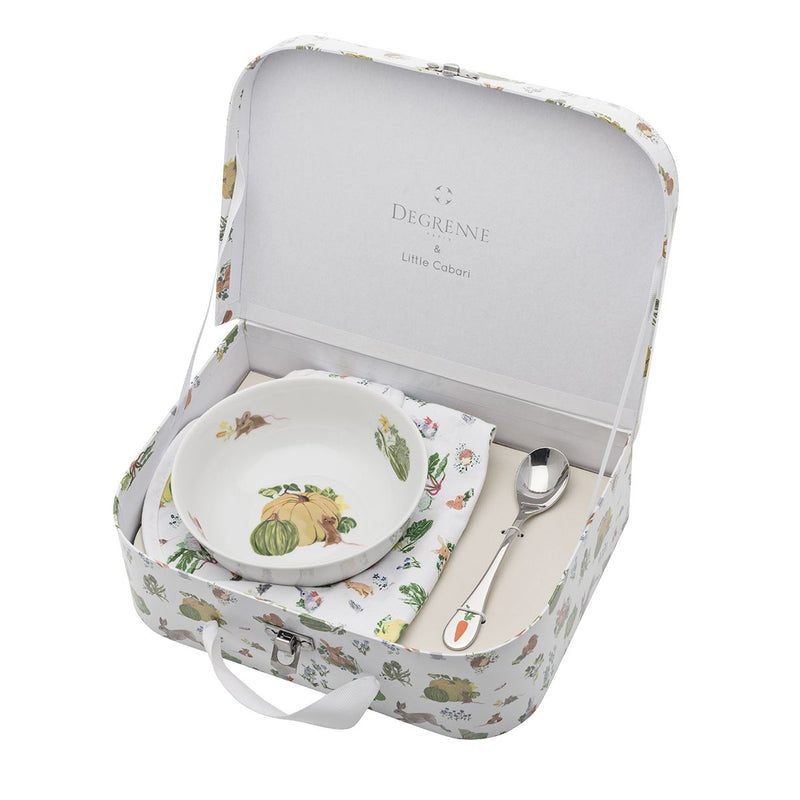 media image for Friends of the Vegetable Garden Suitcase & Fruit Bowl Set with Bib by Degrenne Paris 242