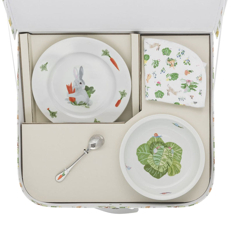 media image for friends of the vegetable garden suitcase plate bowl set with bib 2 246