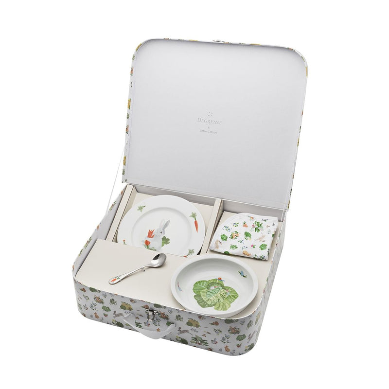 media image for friends of the vegetable garden suitcase plate bowl set with bib 1 285
