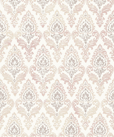 product image of Damasco Wallpaper in Pink/Ivory 591