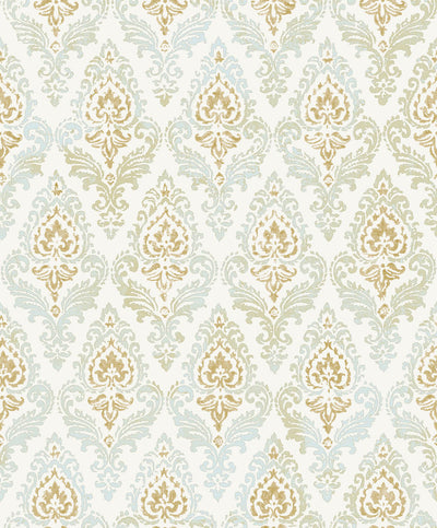 product image of Sample Damasco Wallpaper in Soft Blue 569