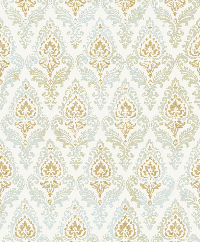 media image for Sample Damasco Wallpaper in Soft Blue 260