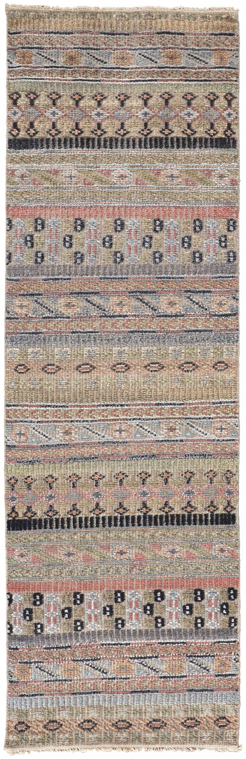 media image for Eckhart Hand Knotted Tan and Blue Rug by BD Fine Flatshot Image 1 255